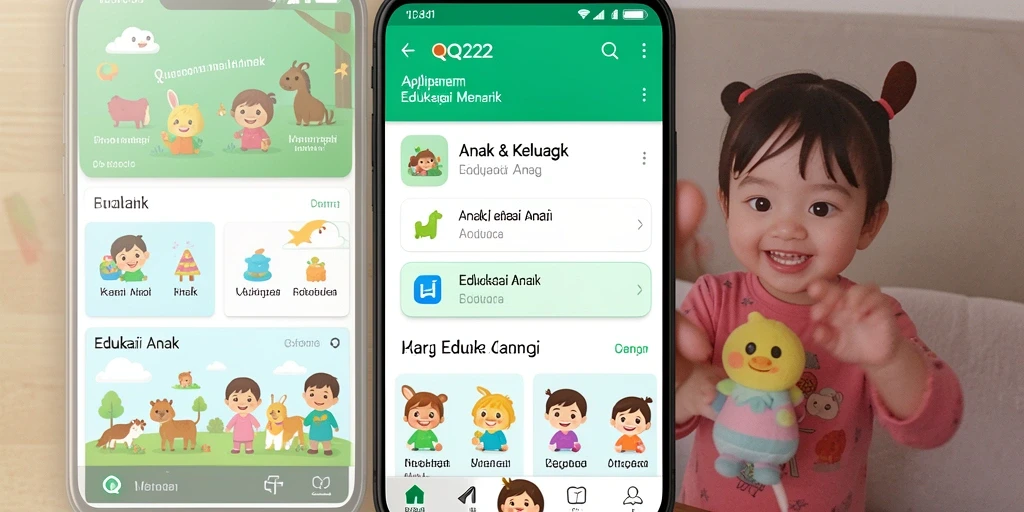 Antarmuka pengguna QQ222 yang menarik untuk anak-anak.