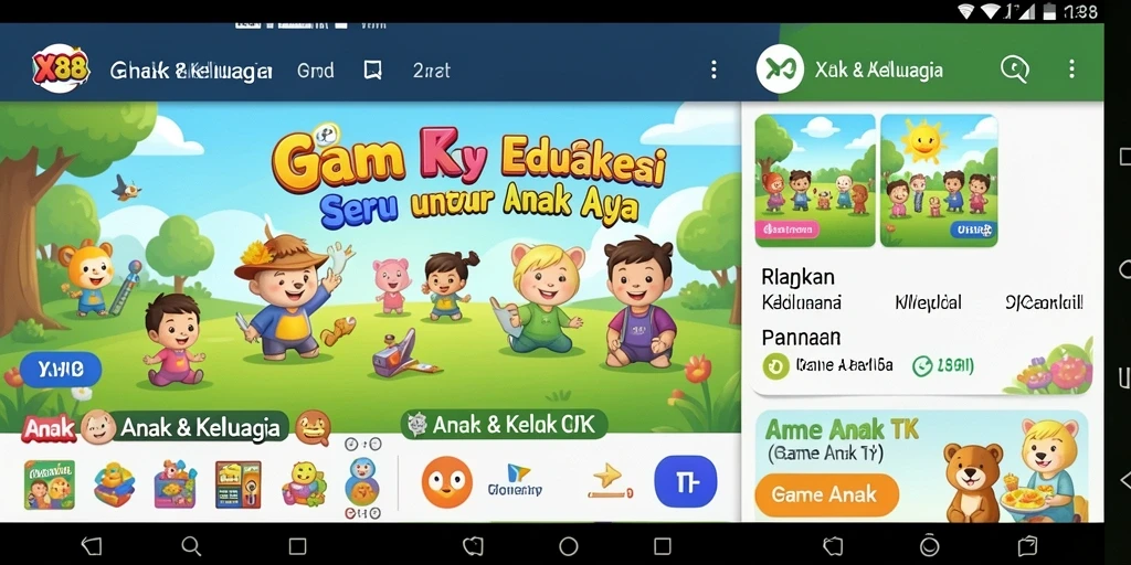 Antarmuka aplikasi X88 yang ceria dan edukatif.
