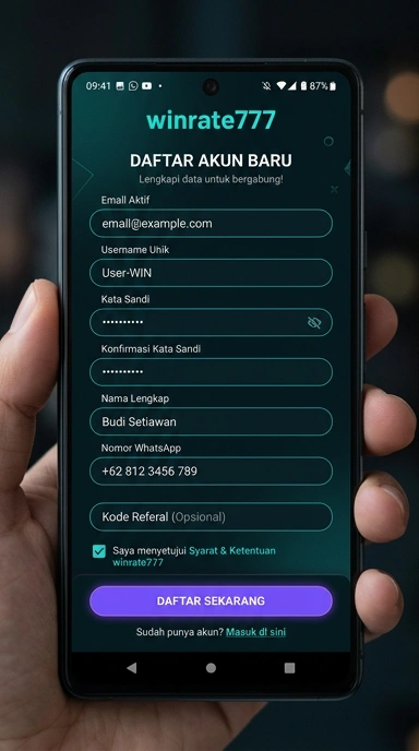 Panduan Registrasi Akun winrate777 untuk Android